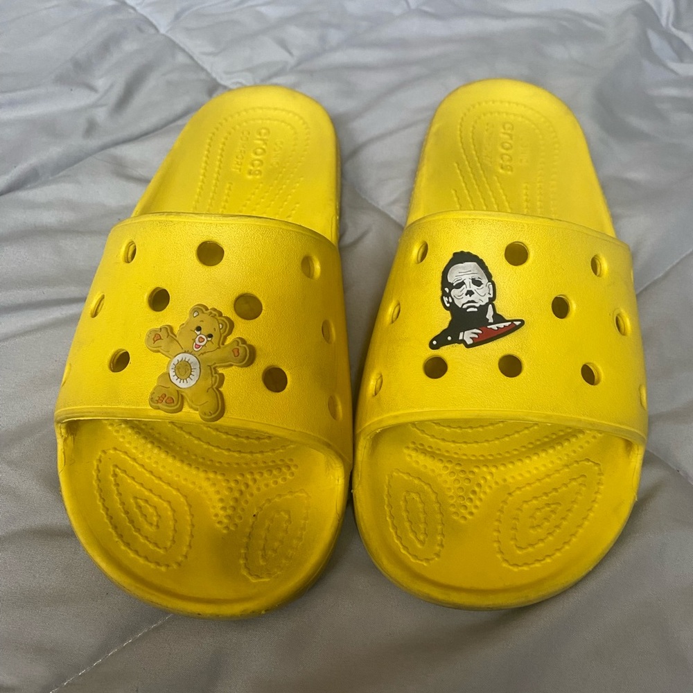 Lemon crocs slides